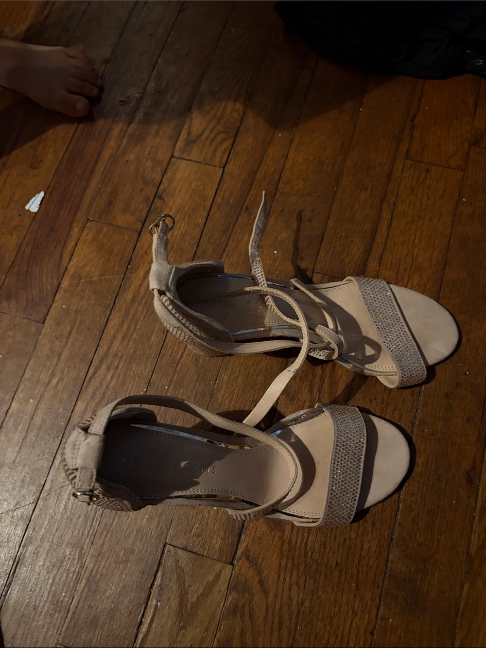Kelly & Katie Taupe Strappy Block Heel Sandals